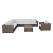 Living Source International 10PC Wicker / Rattan Sectional Seating Group in Gray