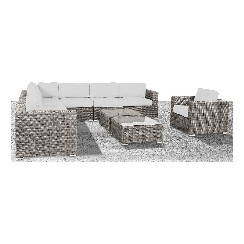 Living Source International 10PC Wicker / Rattan Sectional Seating Group in Gray