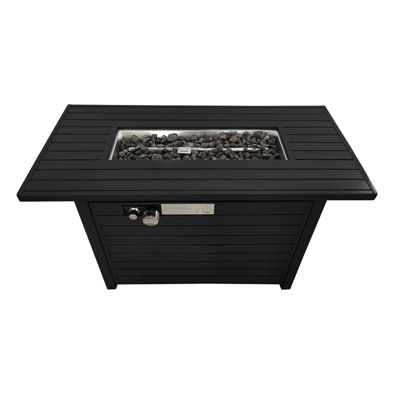Living Source 24'' H x 54'' W Steel Outdoor Fire Pit Table with Lid