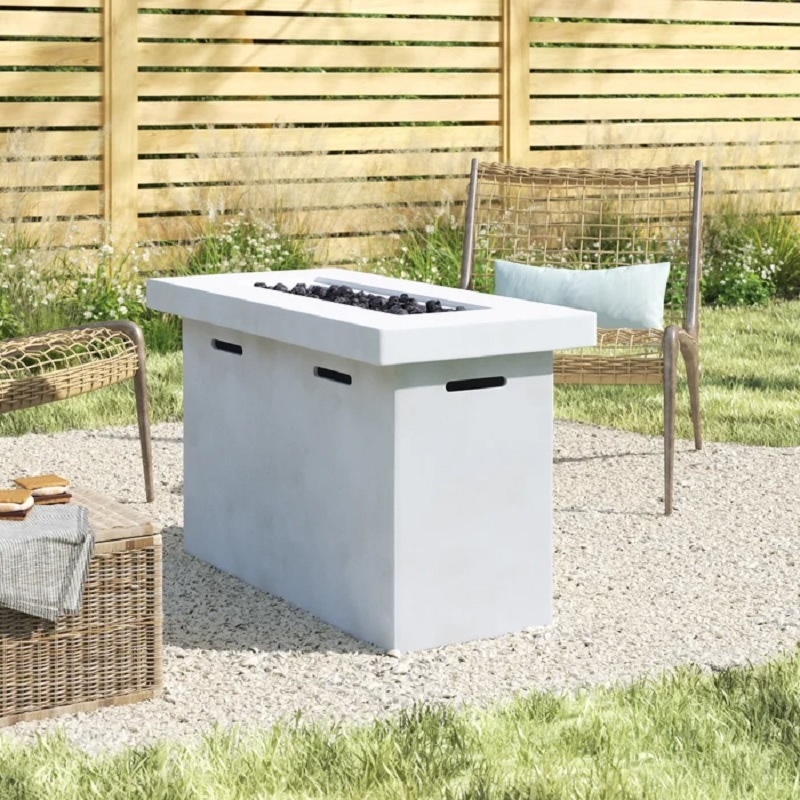 LSI 25'' H x 42'' W Fiber Reinforced Concrete Outdoor Fire Pit Table
