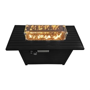 Living Source 25'' H x 42'' W Steel Propane Outdoor Fire Pit Table with Lid