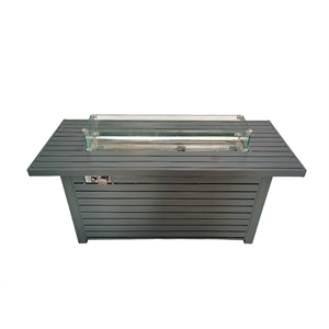 Living Source International Outdoor Stainless Steel Fire Pit Table in Gray