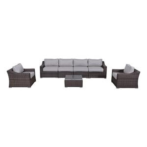 LSI Rattan Wicker 6 - Person Seating Group with Cushions