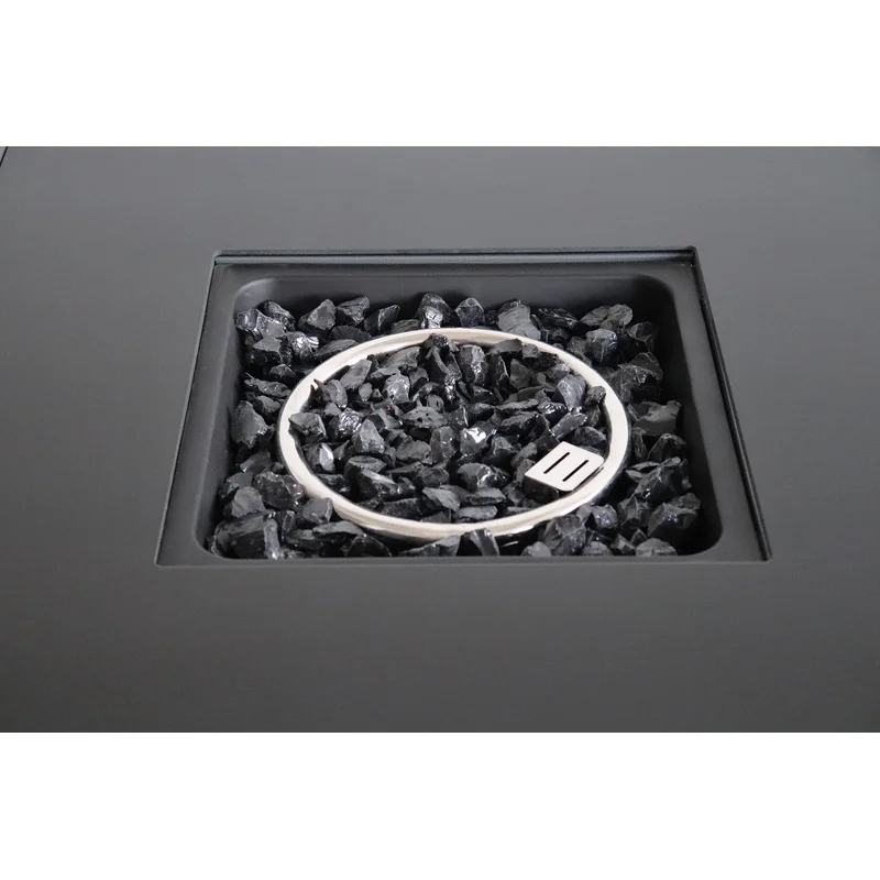 Living Source International Outdoor Stainless Steel Fire Pit Table in Gray