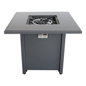 Living Source International Outdoor Stainless Steel Fire Pit Table in Gray