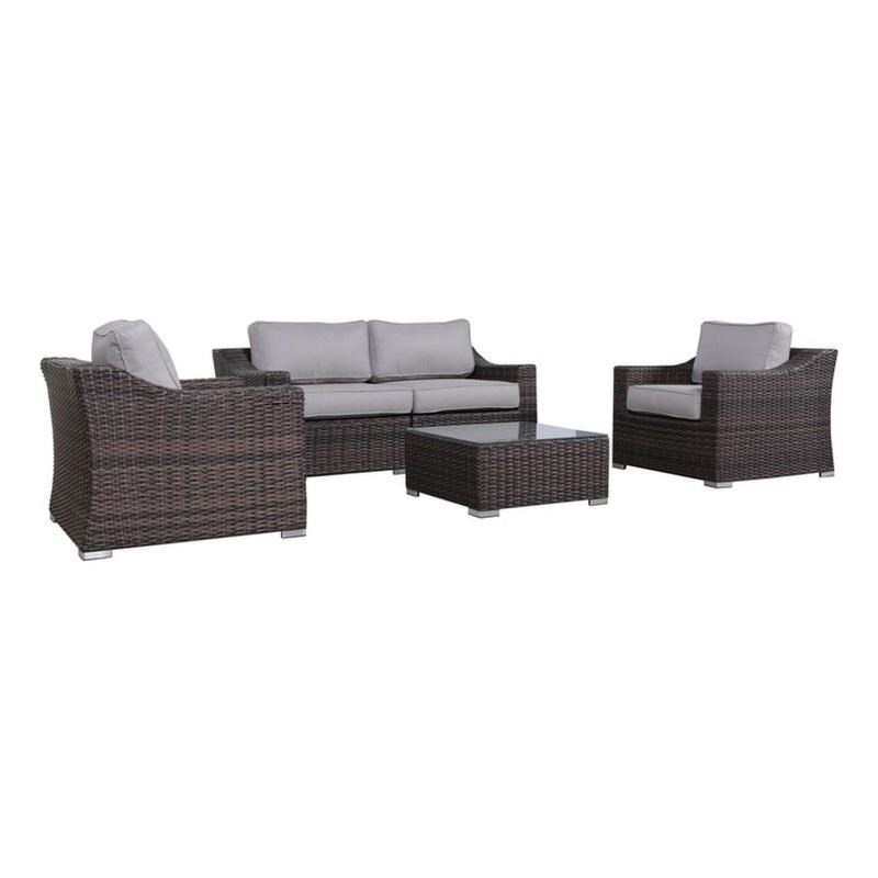 Living Source International 4-Person Wicker / Rattan Seating Group in Brown