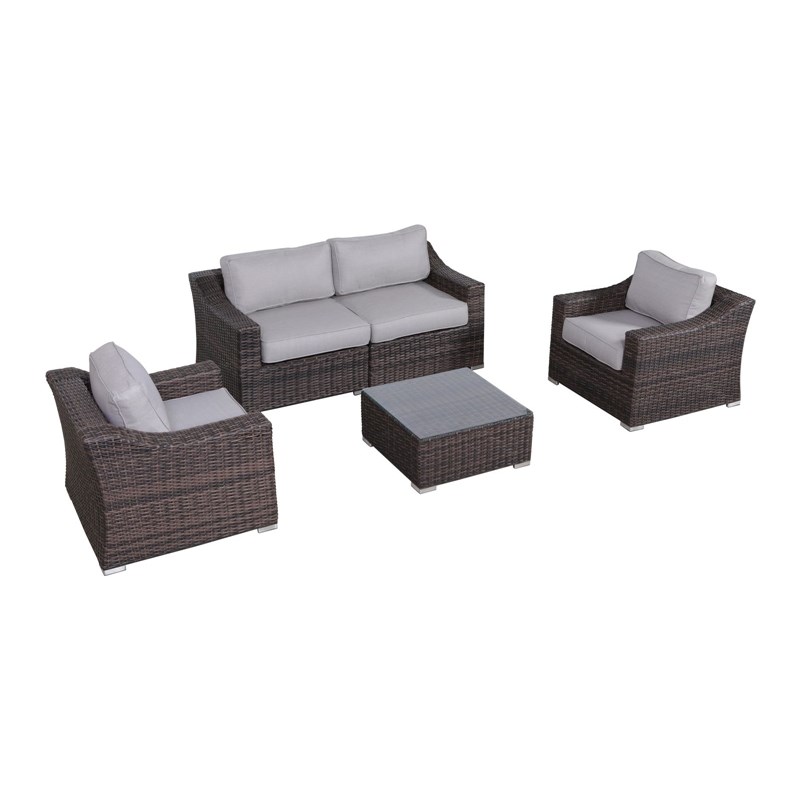 Living Source International 4-Person Wicker / Rattan Seating Group in Brown