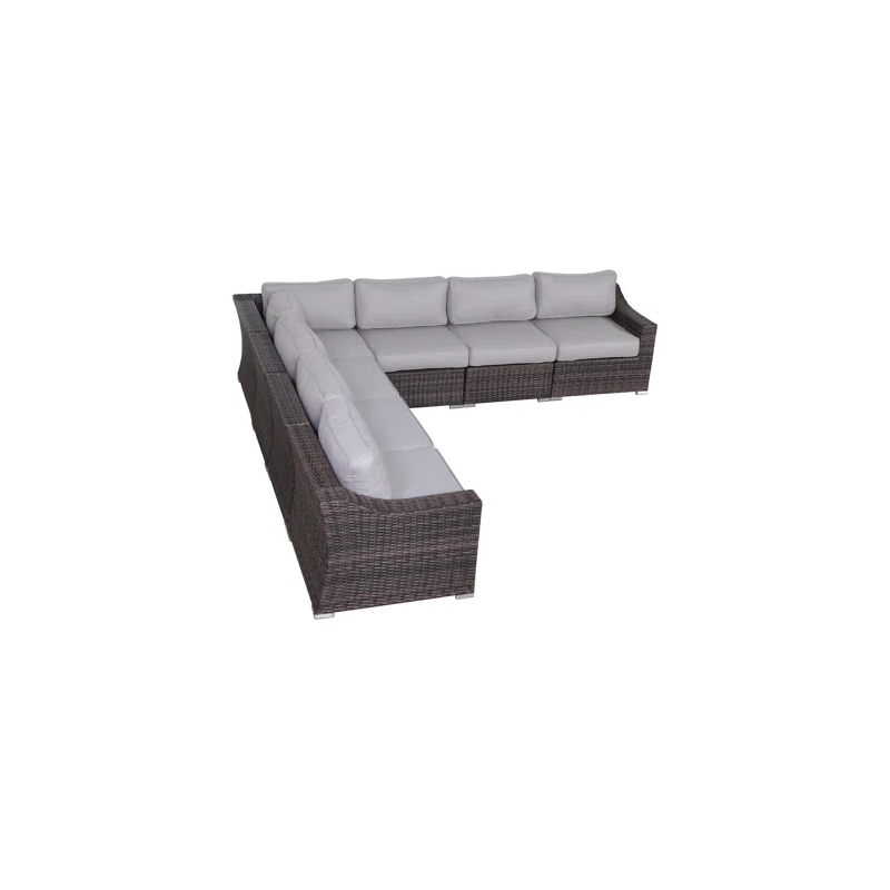Living Source International Rattan Wicker 6 - Person Seating Group with Cushions