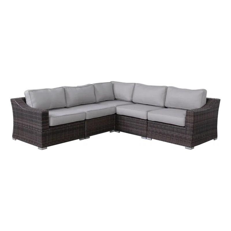 Living Source International Rattan Wicker 4 - Person Seating Group with Cushions