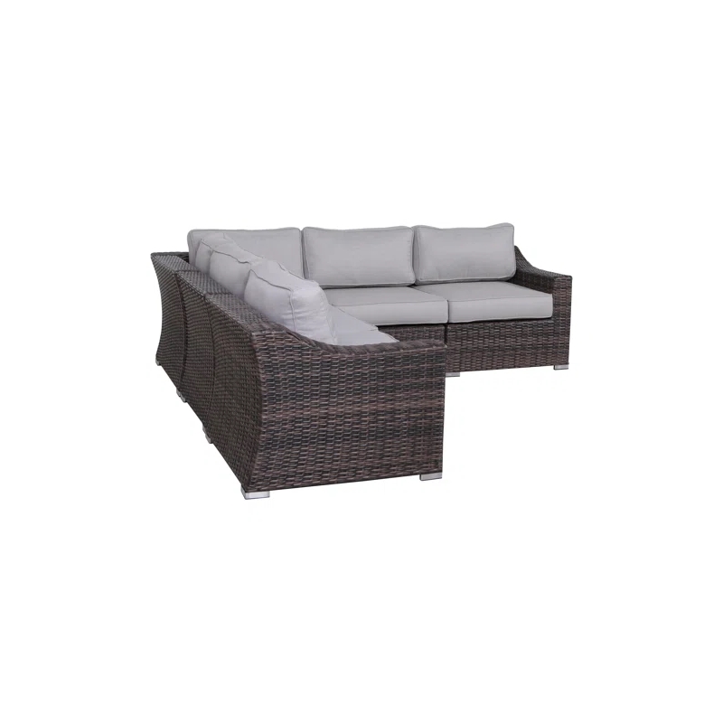 Living Source International Rattan Wicker 4 - Person Seating Group with Cushions
