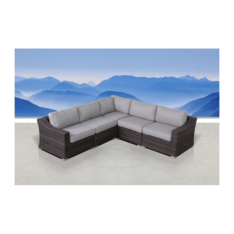 Living Source International Rattan Wicker 4 - Person Seating Group with Cushions