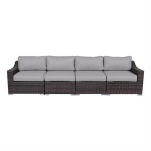 Living Source International Rattan Wicker 4 - Person Seating Group with Cushions