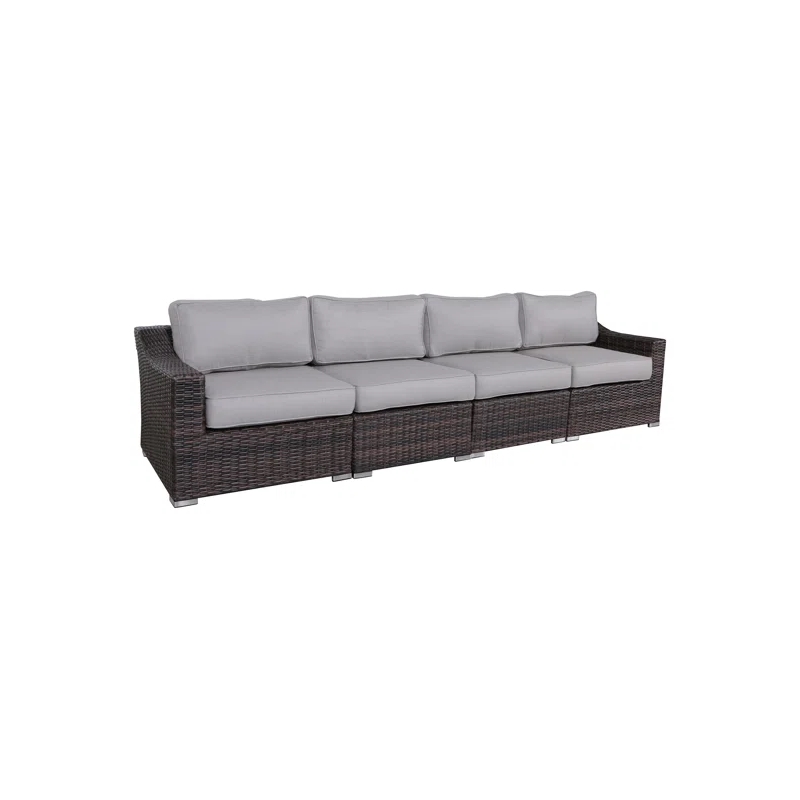 Living Source International Rattan Wicker 4 - Person Seating Group with Cushions