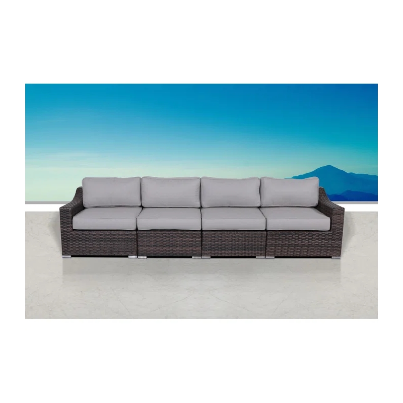 Living Source International Rattan Wicker 4 - Person Seating Group with Cushions