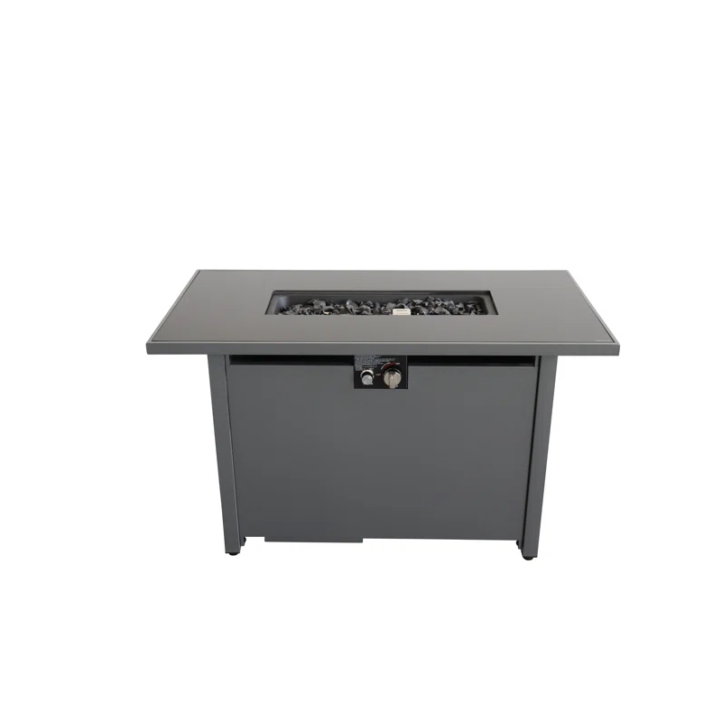 Living Source 25'' H x 42'' W Steel Outdoor Fire Pit Table with Lid