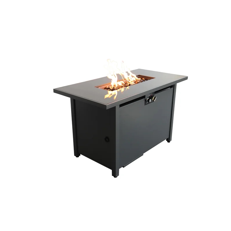 Living Source 25'' H x 42'' W Steel Outdoor Fire Pit Table with Lid