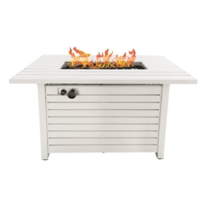 Living Source International Outdoor Stainless Steel Fire Pit Table in White