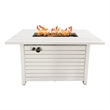 Living Source International Outdoor Stainless Steel Fire Pit Table in White