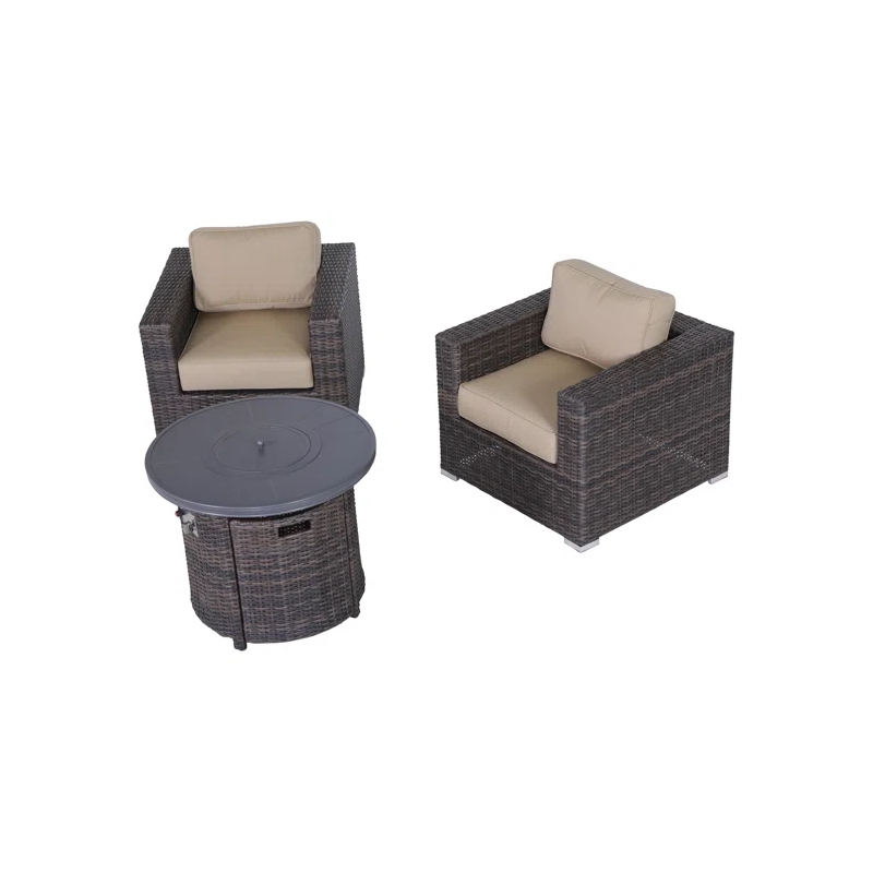 Living Source International Rattan Wicker 2 - Person Seating Group with Cushions