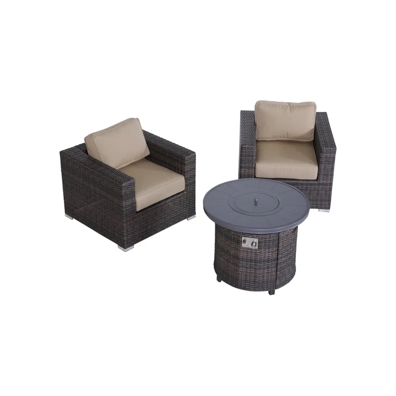 Living Source International Rattan Wicker 2 - Person Seating Group with Cushions
