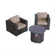 Living Source International Rattan Wicker 2 - Person Seating Group with Cushions