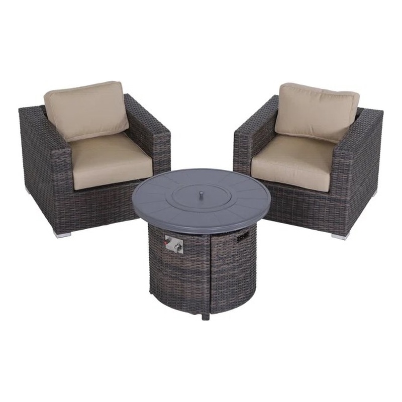 Living Source International Rattan Wicker 2 - Person Seating Group with Cushions