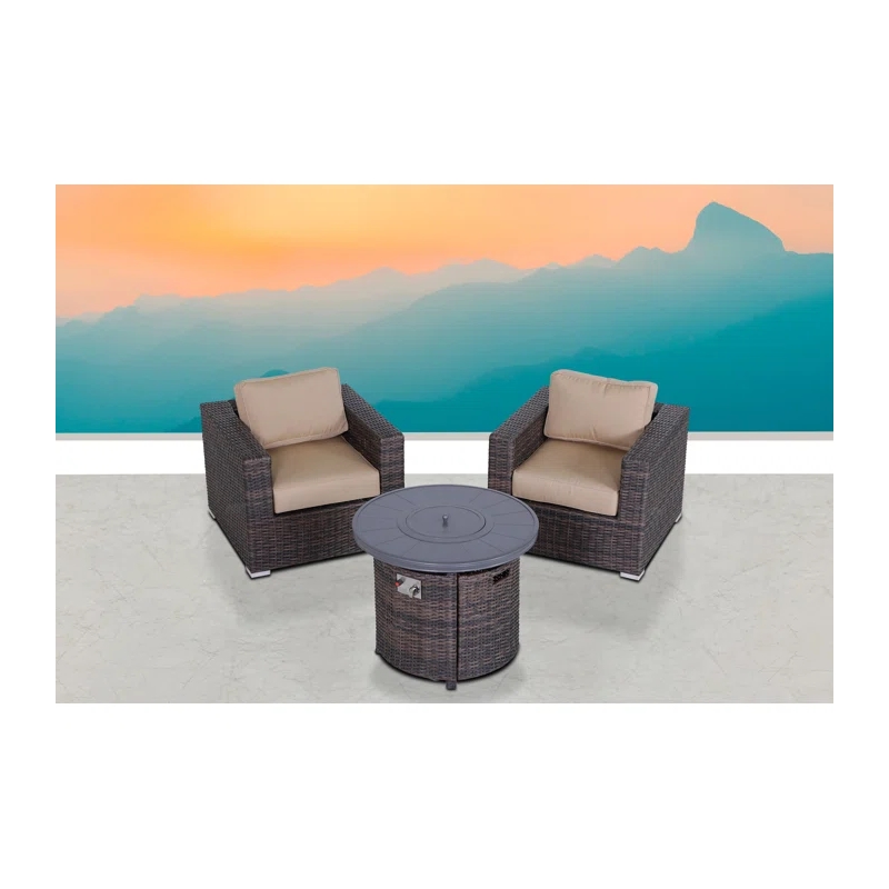 Living Source International Rattan Wicker 2 - Person Seating Group with Cushions