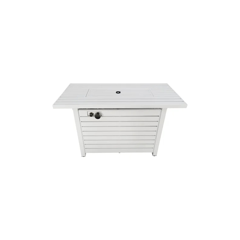 LSI 25'' H x 42'' W Steel Propane Outdoor Fire Pit Table with Lid