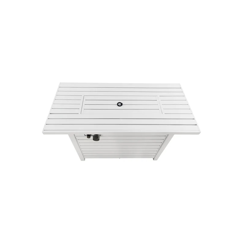 LSI 25'' H x 42'' W Steel Propane Outdoor Fire Pit Table with Lid