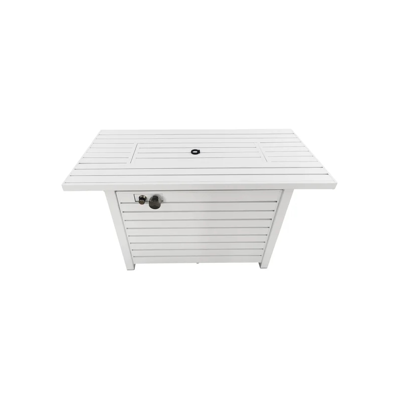 LSI 25'' H x 42'' W Steel Propane Outdoor Fire Pit Table with Lid