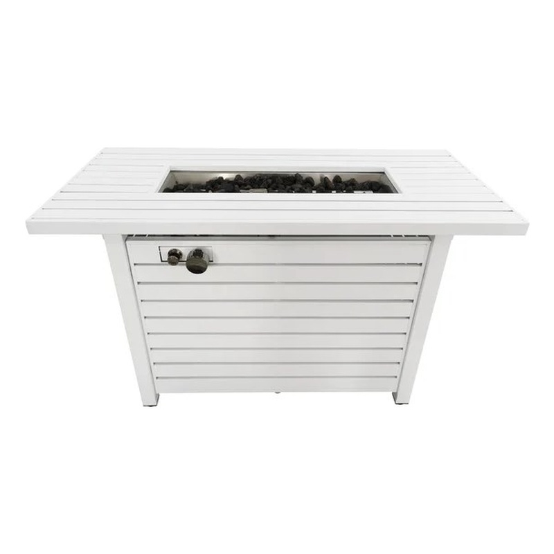 LSI 25'' H x 42'' W Steel Propane Outdoor Fire Pit Table with Lid