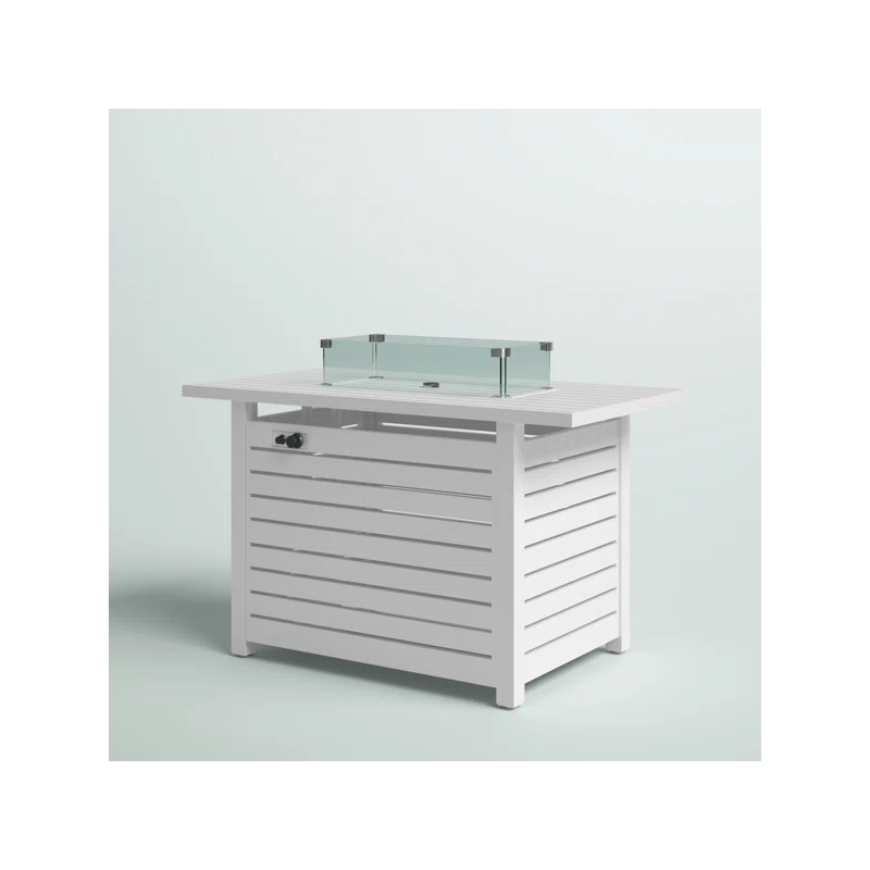 Living Source International Outdoor Stainless Steel Fire Pit Table in White