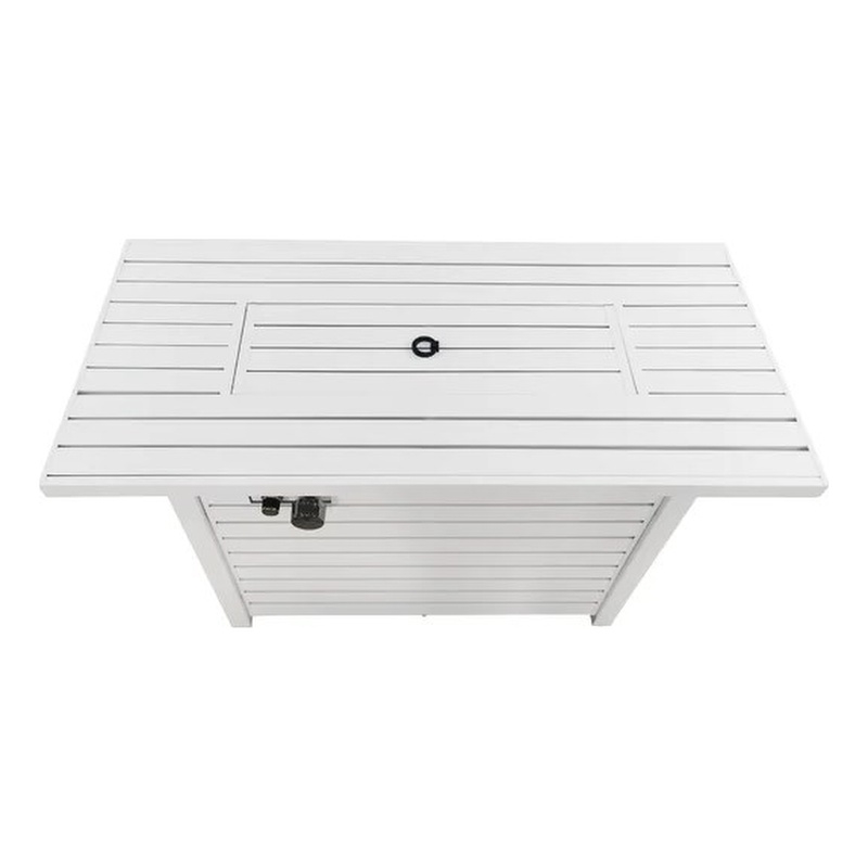 Living Source International Outdoor Stainless Steel Fire Pit Table in White