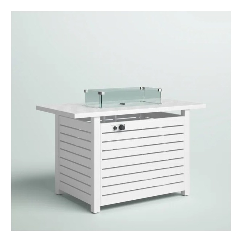 Living Source International Outdoor Stainless Steel Fire Pit Table in White