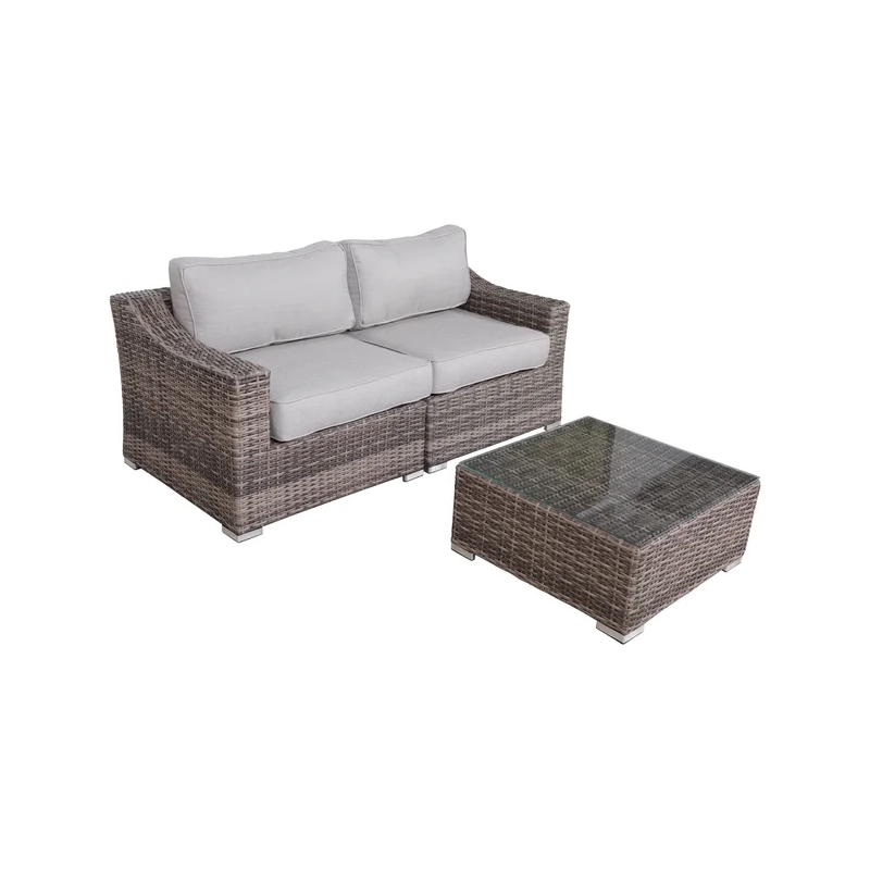 Living Source International 2-Person Wicker / Rattan Seating Group in Gray
