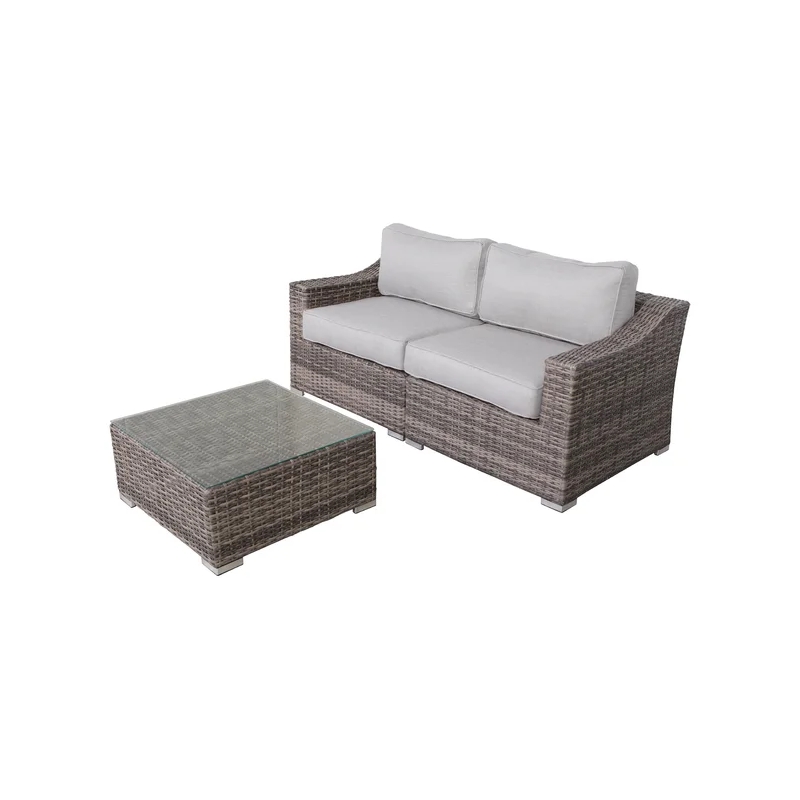Living Source International 2-Person Wicker / Rattan Seating Group in Gray