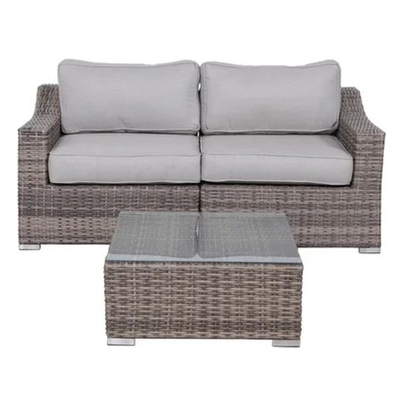 Living Source International 2-Person Wicker / Rattan Seating Group in Gray