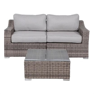 Living Source International 2-Person Wicker / Rattan Seating Group in Gray