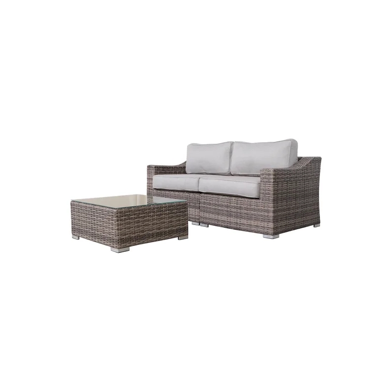 Living Source International 2-Person Wicker / Rattan Seating Group in Gray
