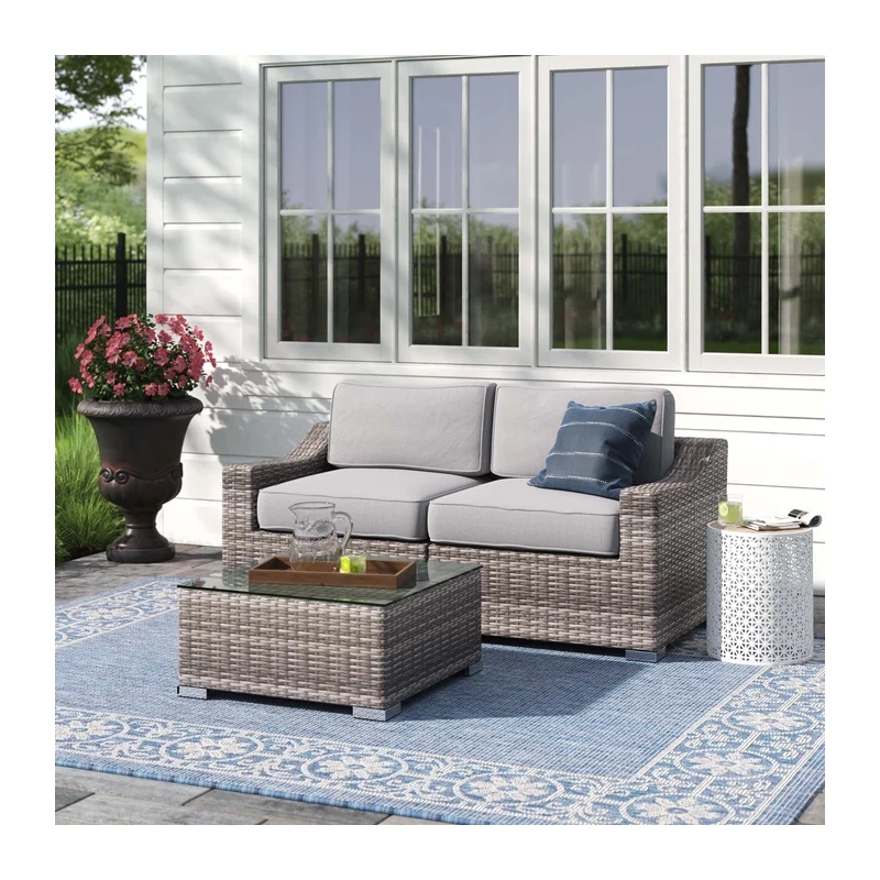 Living Source International 2-Person Wicker / Rattan Seating Group in Gray