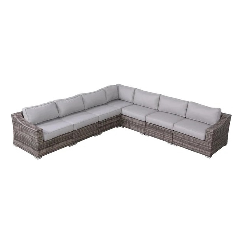 Living Source International Wicker 6 - Person Seating Group with Cushions