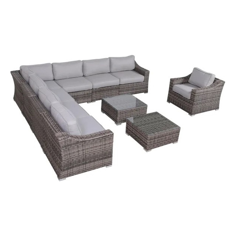 Living Source High Density Polyethylene Wicker 7 Person Seating Group Cushions