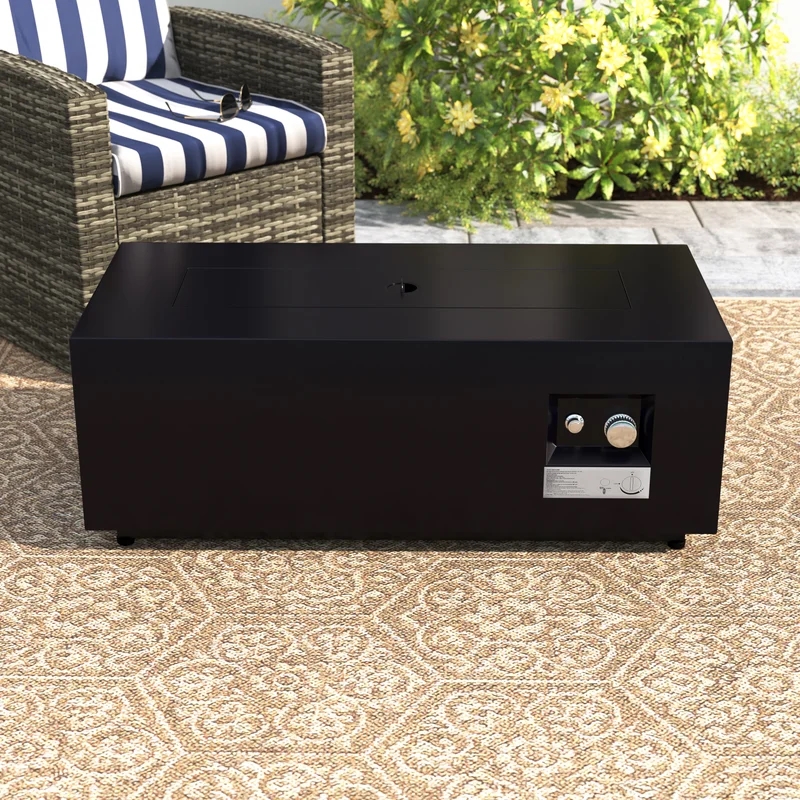 LSI 16'' H x 42'' W Steel Outdoor Fire Pit Table with Lid