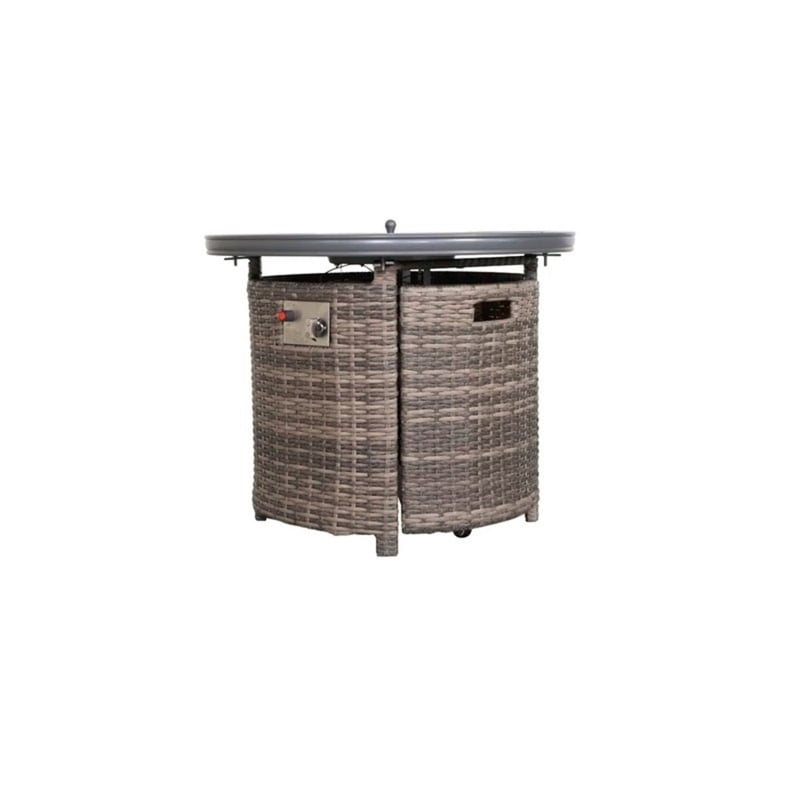 Living Source International 25'' H x 32'' W Outdoor Fire Pit Table with Lid