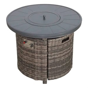 Living Source International 25'' H x 32'' W Outdoor Fire Pit Table with Lid
