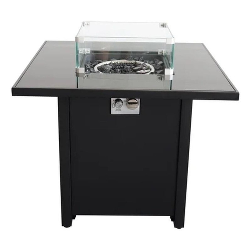 Living Source International 25'' H x 30'' W Steel Outdoor Fire PitTable with Lid