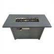 Living Source 24'' H x 54'' W Steel Outdoor Fire Pit Table with Lid (Gray)