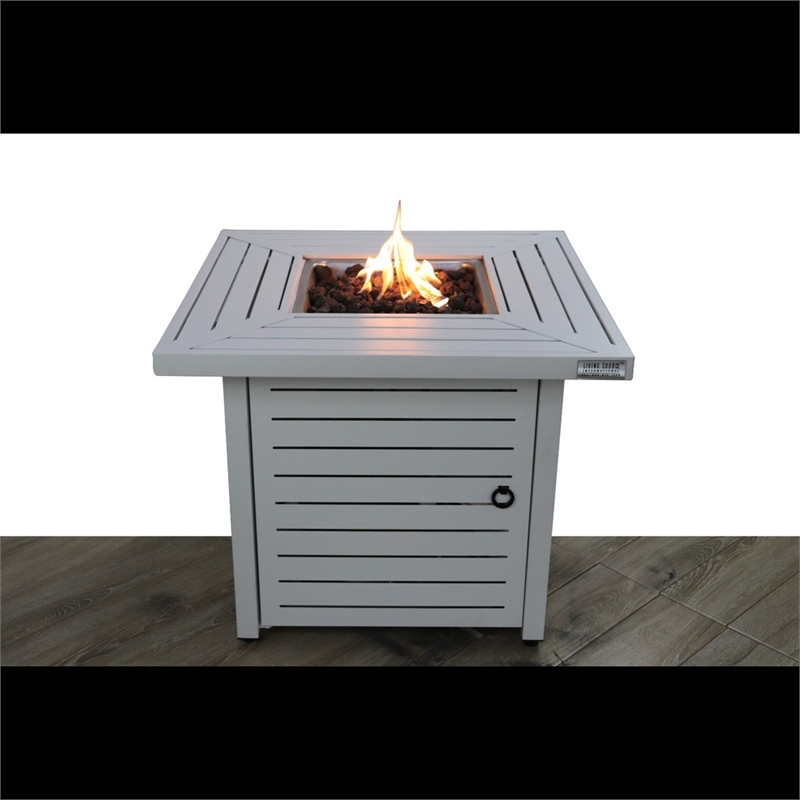 LSI Modern Metal Outdoor Fire Pit Table in White