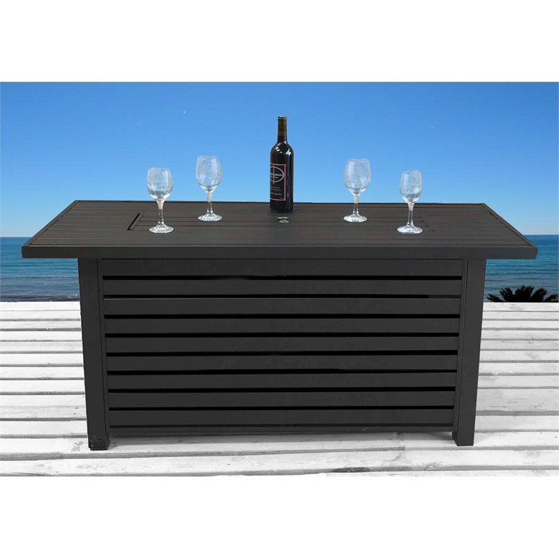 LSI Steel Propane/Natural Gas Fire Pit Table  Black Durable Outdoor Heating
