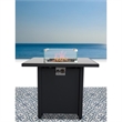 LSI 30'' W Black Metal Outdoor Fire Pit Table with Lid